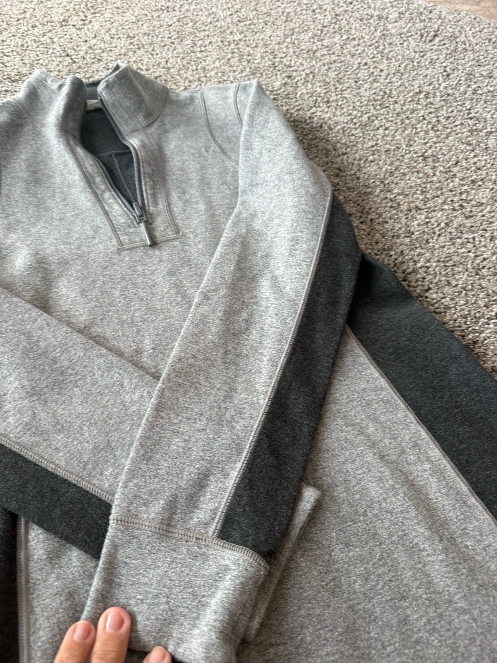 Tommy Bahama reversible Grey Long-Sleeve Quarter-Zip Dress with Black Panels - Picture 3 of 8